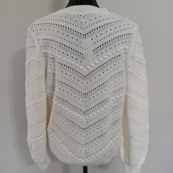 LOFT Textured Whisper White Crew Neck Sweater NWT - Picture 3 of 9